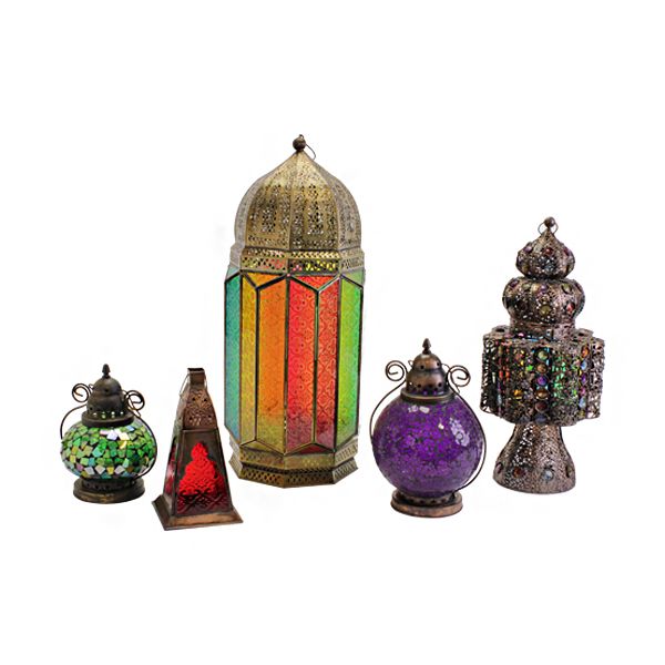 Lantern Moroccan Stained Glass Round Extra Large Multicoloured